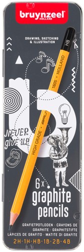 Grafietpotlood Bruynzeel Burotek blik 6 hardheden 6 Stuk