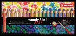 Kleurpotlood STABILO 880 woody 3 in 1 Arty 18st 18 Stuk