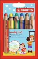 Kleurpotlood STABILO 880 woody 3 in 1 6st assorti 6 Stuk