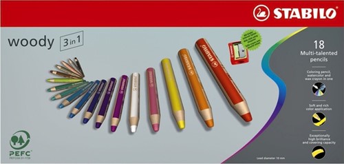 Kleurpotlood STABILO 880 woody 3 in 1 Arty 6st 6 Stuk-3
