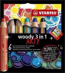 Kleurpotlood STABILO 880 woody 3 in 1 Arty 6st 6 Stuk