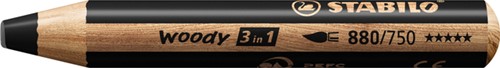 Kleurpotlood STABILO 880 woody 3 in 1 zwart 1 Stuk
