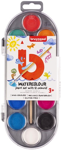 Waterverfset Bruynzeel Kids penseel 12 napjes ass 1 Stuk