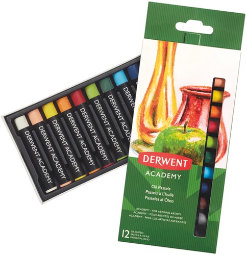 Oliepastel Derwent Academy ass 12 Stuk