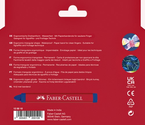 Waskrijt Faber-Castell driehoekig ass 12 Stuk-3