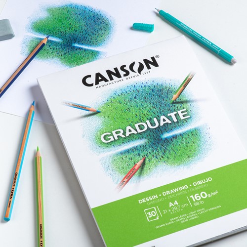 Tekenpapier Canson Graduate 160gr A4 helderwit 1 Stuk-2