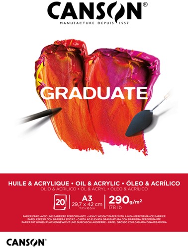 Schilderpapier Canson Graduate 20vel 290gr A3 wit 1 Stuk