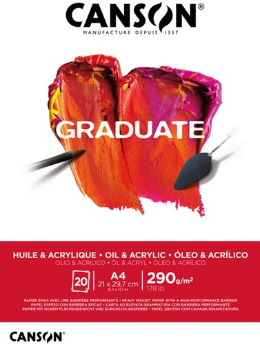 Schilderpapier Canson Graduate 20vel 290gr A4 wit 1 Stuk