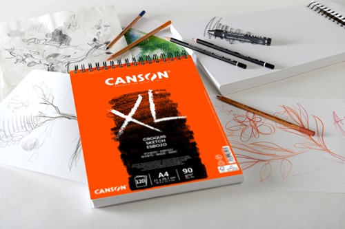 Schetspapier Canson XL Sketch 90gr A4 ivoorwit 120 Vel-2