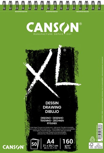Tekenblok Canson XL Dessin A4 160gr spir 50 vel 50 Vel