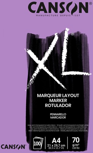 Markerpapier Canson XL Marker 70gr A4 extra wit 100 Vel