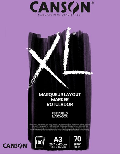 Markerpapier Canson XL Marker 70gr A3 extra wit 100 Vel