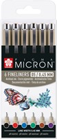 Fineliner Sakura Pigma Micron 05 basic 6 kleuren 6 Stuk