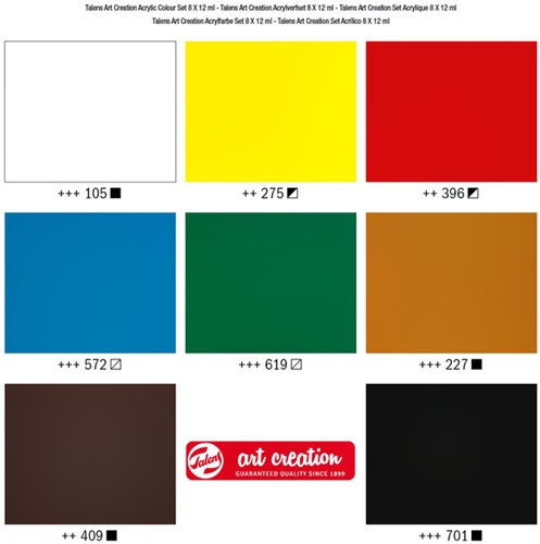 Acrylverf TAC met stappenplan 12ml set 8 kleuren 8 Stuk-2