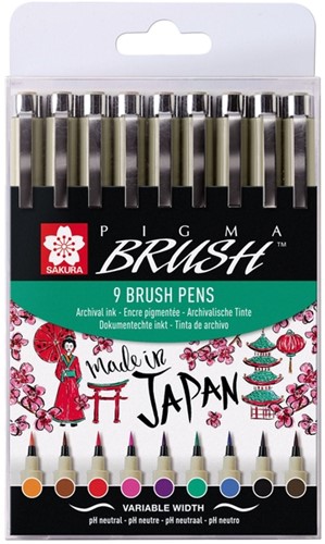 Penseelpen Brz Sakura pigma ass 9 Stuk