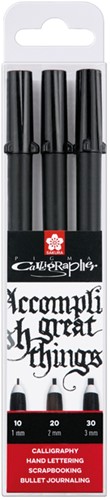Kalligrafiepen Sakura Calligrapher 3 stuks zwart 1 Stuk