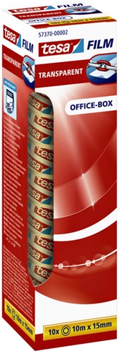 Plakband tesafilm 10mx15mm transparant 10 rol 10 Stuk