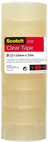 Plakband Scotch 508 19mmx33m transparant 8 Rol