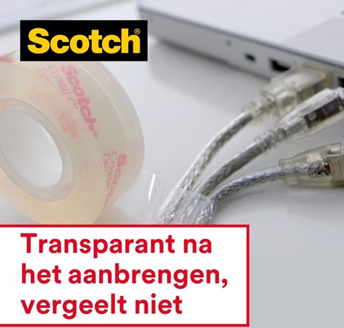 Plakband Scotch Crystal 600 19mmx66m transparant 1 Stuk-3