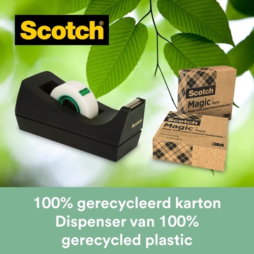 Plakbandhouder Scotch C38 recy zw + 3rol 19mmx33m 1 Stuk-1