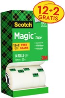 Plakband Scotch Magic 810 19mmx33m mat 12+2 14 Stuk