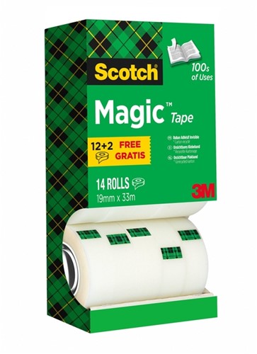 Plakband Scotch Magic 810 19mmx33m mat 12+2 14 Stuk-2