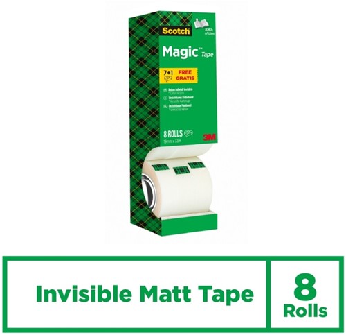 Plakband Scotch Magic 810 19mmx33m mat 7+1 8 Stuk-2