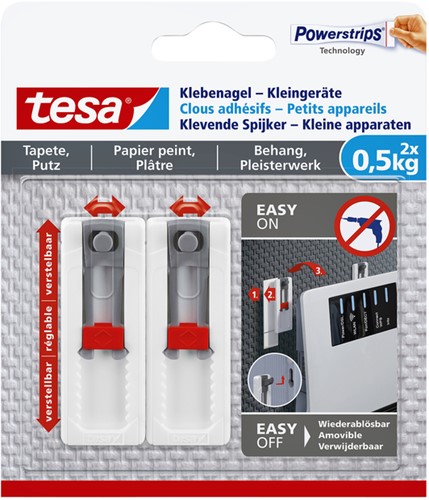 Klevende spijker tesa kleine apparaten 0.5kg 2 Stuk