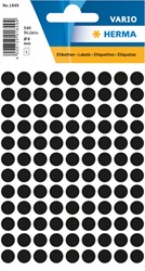 Etiket HERMA 1849 rond 8mm zwart 540stuks 5 Vel