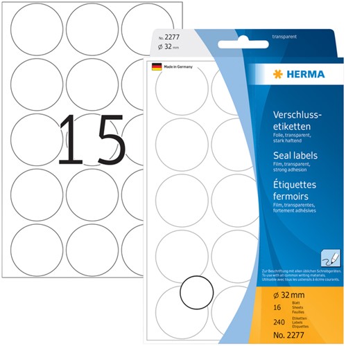 Etiket HERMA 2277 rond 32mm transparant 240stuks 16 Vel-2