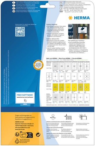 Etiket HERMA 9500 A4 210x297mm 10st folie wit 10 Vel-2