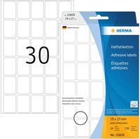 Etiket HERMA 10608 19x27mm verwijderbaar wit 720st 24 Vel