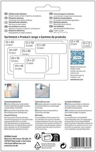 Etiket HERMA 10608 19x27mm verwijderbaar wit 720st 24 Vel-2
