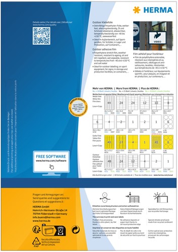 Etiket HERMA 9543 210x297mm A4 polyester 40st wit 40 Vel-2