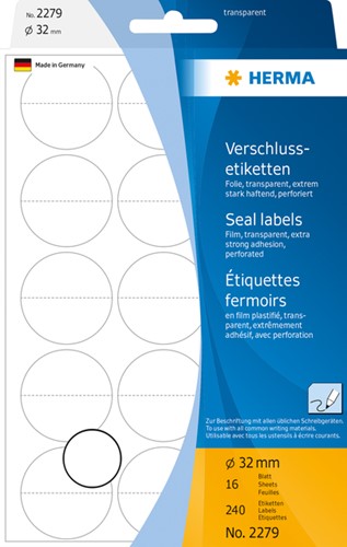 Etiket HERMA 2279 32mm transparant 240st 16 Vel