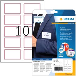 Naambadge etiket HERMA 4405 80X50mm wit rood 200st 20 Vel
