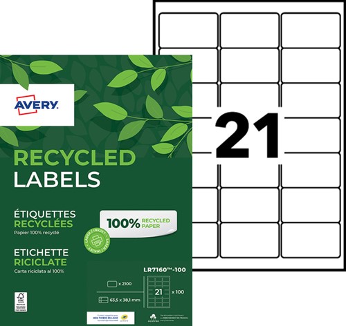 Etiket Avery LR7160-100 63.5x38.1mm wit 2100stuks 100 Vel-3