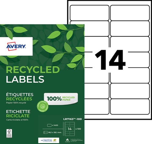 Etiket Avery LR7163-100 99.1x38.1mm wit 1400stuks 100 Vel-2