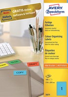 Etiket Avery 3471 210x297mm A4 blauw 100st 100 Vel