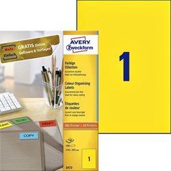 Etiket AZ 3473 210x297mm A4 geel 100stuks 100 Vel