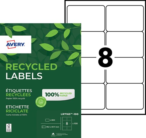 Etiket Avery LR7165-100 99.1x67.7mm wit 800stuks 100 Vel-2