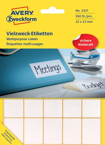 Etiket AZ 3321 32x23mm wit 560stuks 28 Vel