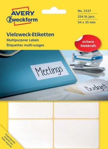 Etiket AZ 3337 54x35mm wit 224stuks 28 Vel