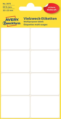 Etiket AZ 3075 32x23mm wit 60stuks 6 Vel