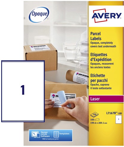 Etiket Avery L7167B 199.6x289.1mm 100stuks 100 Vel
