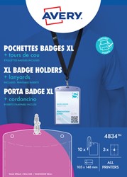Badge Avery 4834 A6 hoes + insteekkaarten 10 stuks 10 Stuk