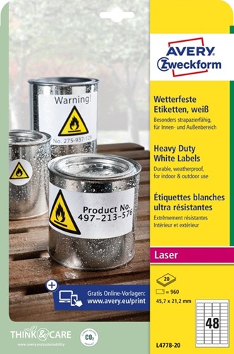 Etiket Avery L4778-20 45.7x21.2mm wit 960st 20 Vel-2