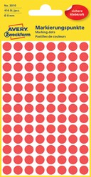Etiket Avery 3010 rond 8mm rood 416st 4 Vel