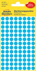 Etiket AZ 3011 rond 8mm blauw 416stuks 4 Vel