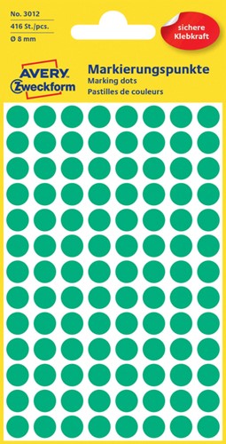 Etiket AZ 3012 rond 8mm groen 416stuks 4 Vel